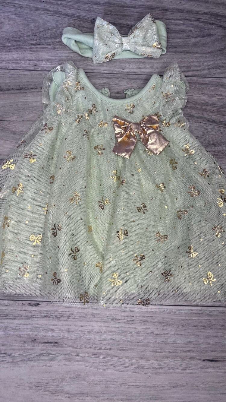 Baby Star 3M Mint Green Tulle Dress with Headband